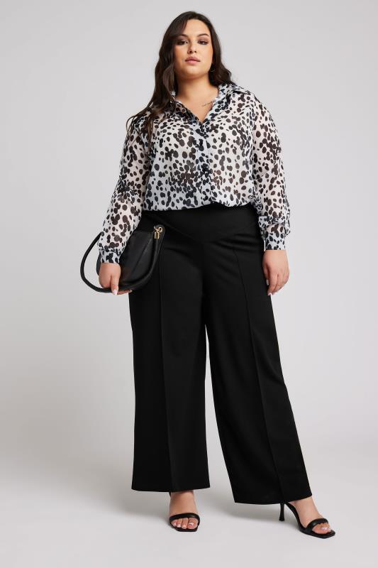  Grande Taille YOURS LONDON Curve Black Panelled Trousers