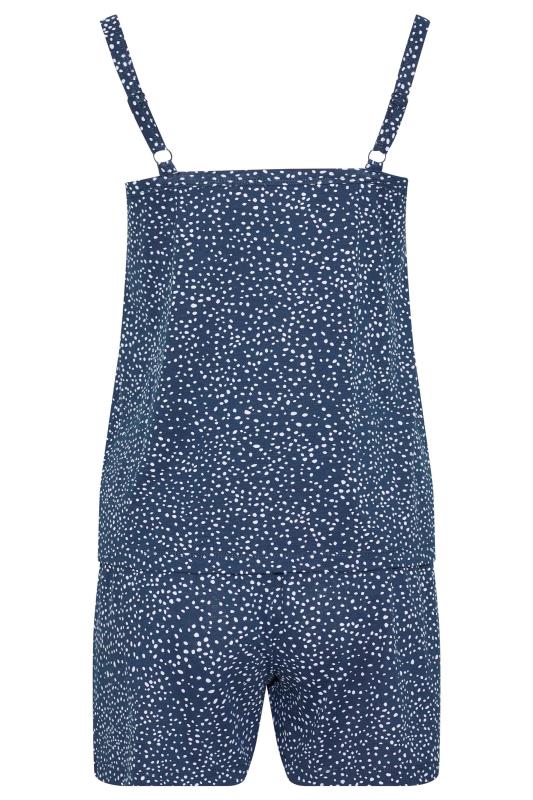Petite Navy Blue Spot Print Pyjama Shorts Set | PixieGirl 7
