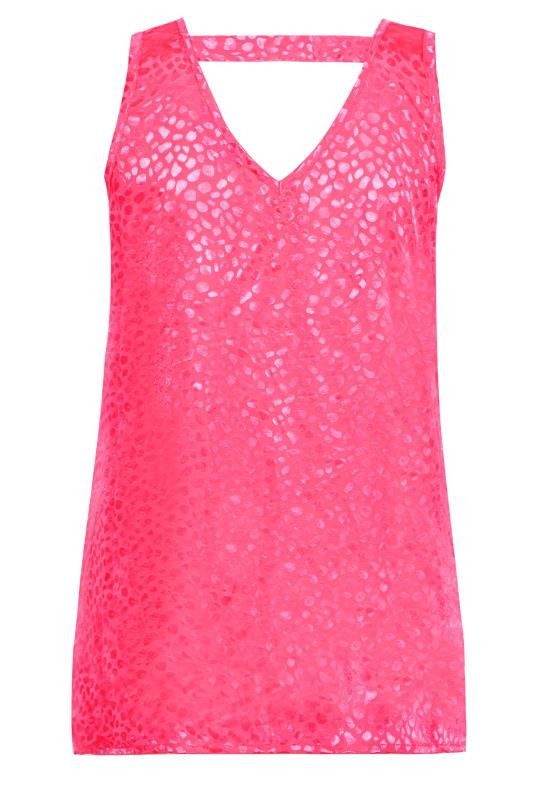 Plus Size Pink Animal Print Satin Vest Top | Yours Clothing  5