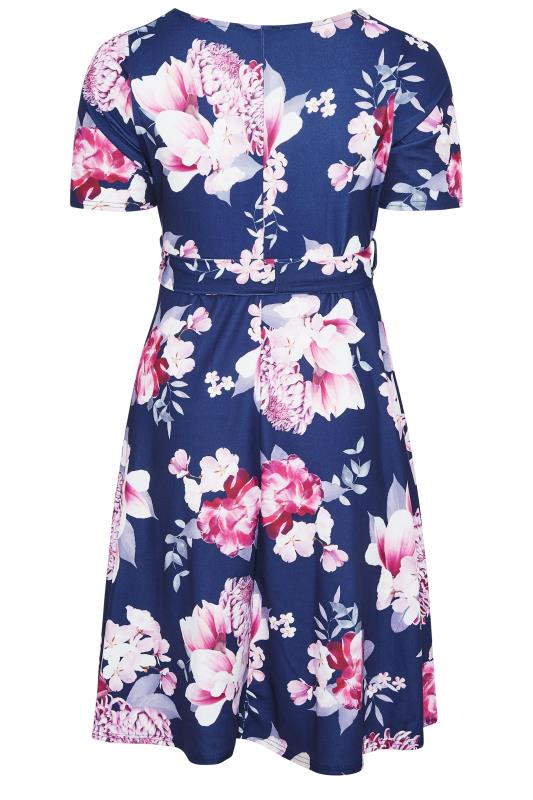 YOURS LONDON Plus Size Navy Blue Floral Print Midi Skater Dress | Yours Clothing 7