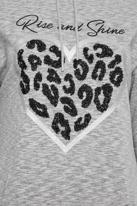 YOURS LUXURY Plus Size Curve Grey 'Rise & Shine' Slogan Heart Print Hoodie | Yours Clothing  8