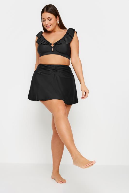 YOURS Plus Size Black Ruched Front Swim Skirt | Yours Clothing 3