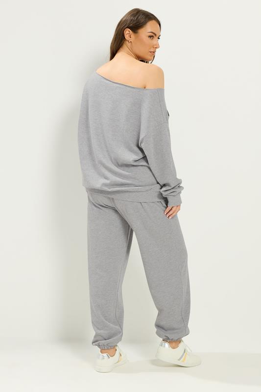 YOURS Plus Size Grey '86' Off-Shoulder Sweatshirt & Jogger Set | Yours Clothing 2