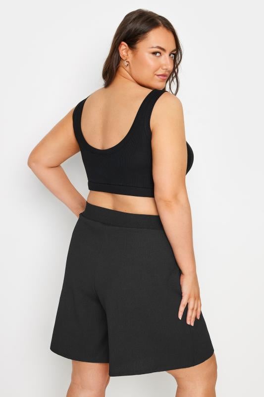 LIMITED COLLECTION Plus Size Black Crinkle Pocket Shorts | Yours Clothing 3