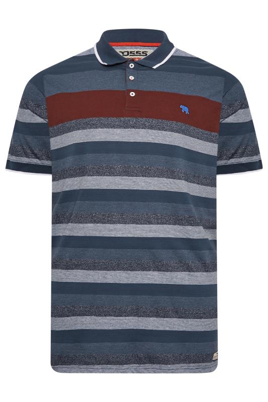D555 Big & Tall Blue Jacquard Stripe Polo Shirt | BadRhino 2