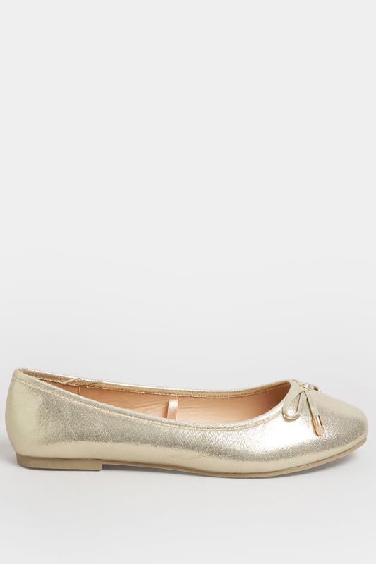 Gold Shimmer Ballet Pump In Wide E Fit & Extra Wide EEE Fit  | Yours Clothing  3