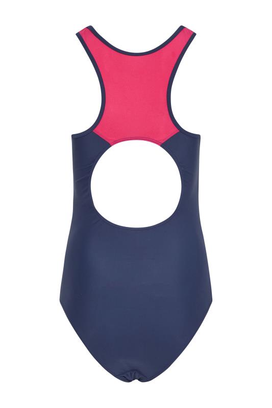 LTS Tall Navy Blue & Pink Contrast Active Contour Swimsuit 6
