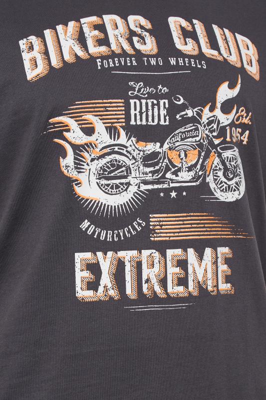 Big & Tall Mens Plus Size Charcoal Grey 'Bikers Club' Slogan T-Shirt | BadRhino 2