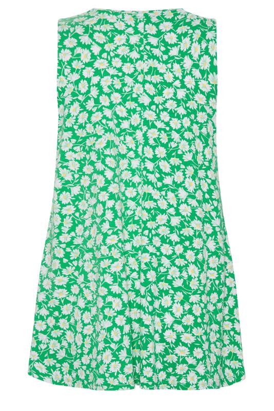 YOURS Plus Size Green Daisy Pleat Swing Vest Top | Yours Clothing 6