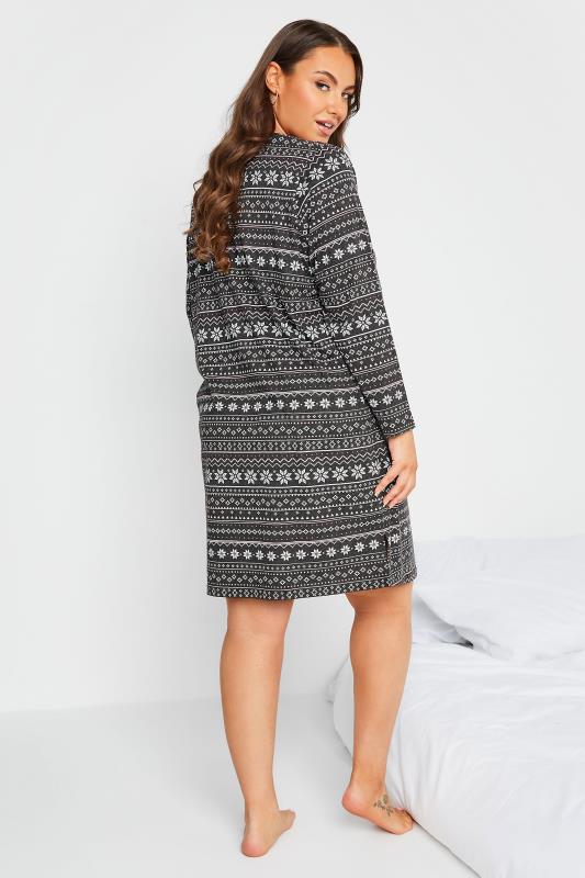 Plus Size Grey Fair Isle Long Sleeve Nightdress | Yours Clothing 4