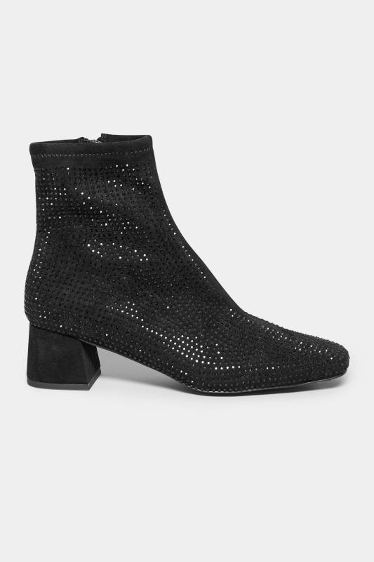 LTS Black Diamante Block Heel Boots In Standard Fit | Long Tall Sally 3