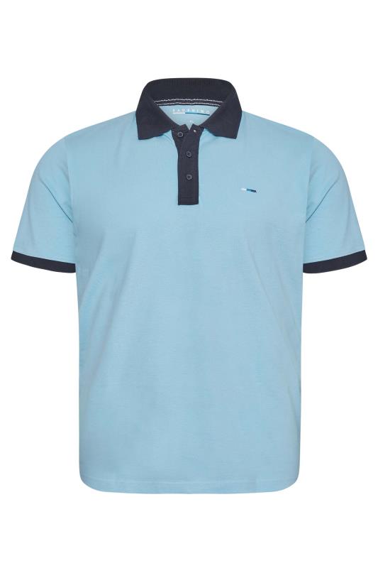 BadRhino Big & Tall Blue Contrast Collar Polo Shirt 3