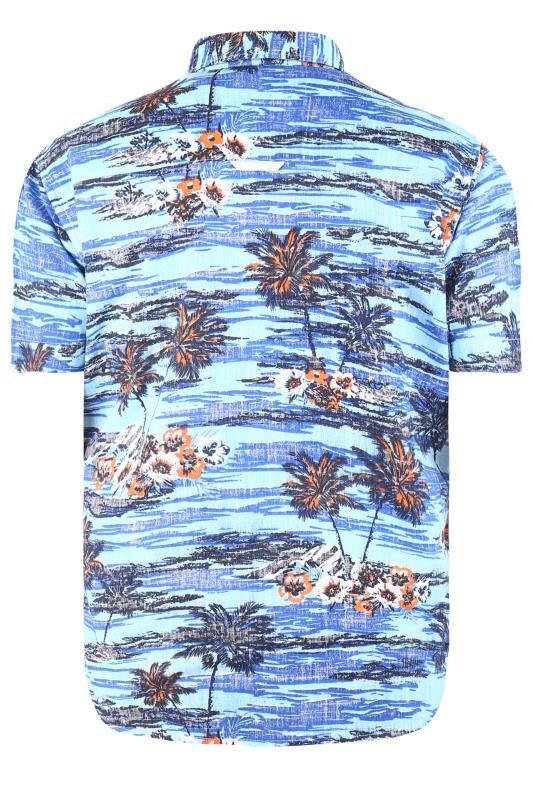 D555 Big & Tall Light Blue Hawaiian Print Shirt | BadRhino 3