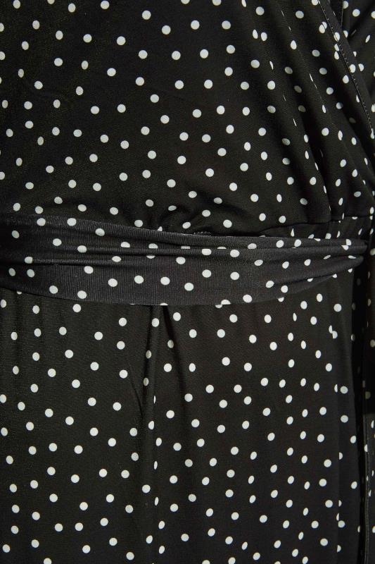 YOURS LONDON Plus Size Black Polkadot Ruffle Wrap Dress | Yours Clothing 6