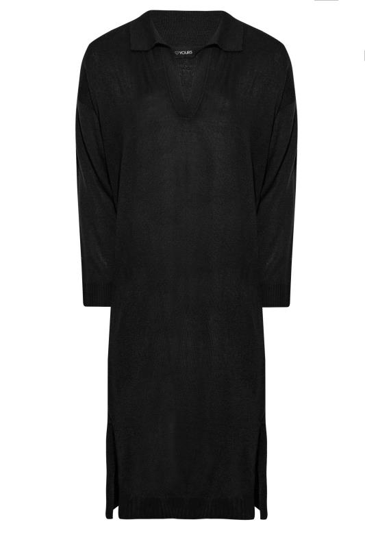Plus Size Black Open Collar Knitted Jumper Dress | Yours Clothing 6