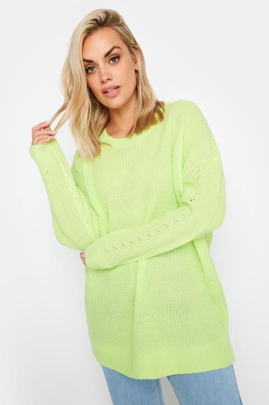 YOURS Plus Size Lime Green Ribbed Knit Jumper | Yours Clothing 1