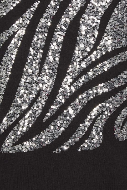 YOURS Plus Size Black Zebra Print Sequin Vest Top | Yours Clothing 6