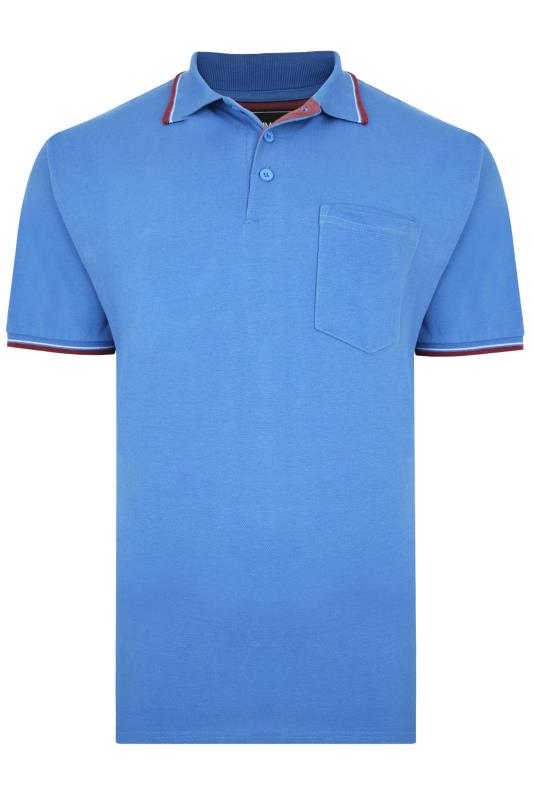 KAM Big & Tall Blue Tipped Polo Shirt_F.jpg