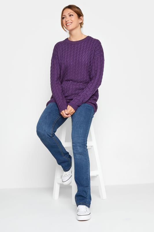 LTS Tall Womens Purple Cable Knit Jumper | Long Tall Sally  2