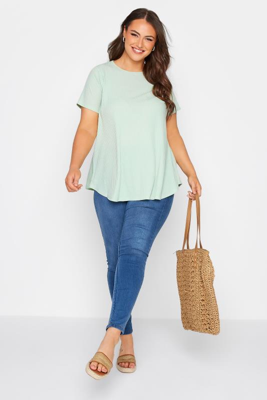 LIMITED COLLECTION Curve Sage Green Rib Swing Top 2
