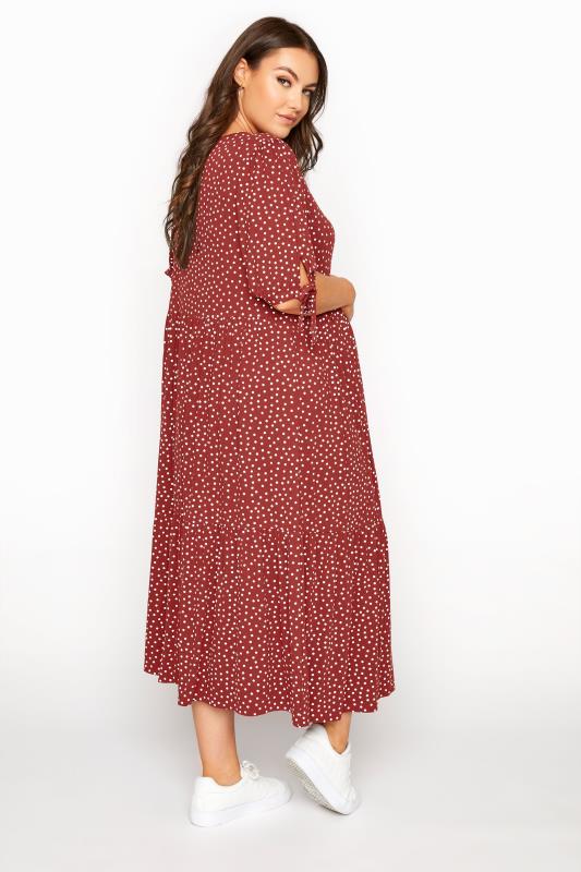 Red Polka Dot Smock Maxi Dress 