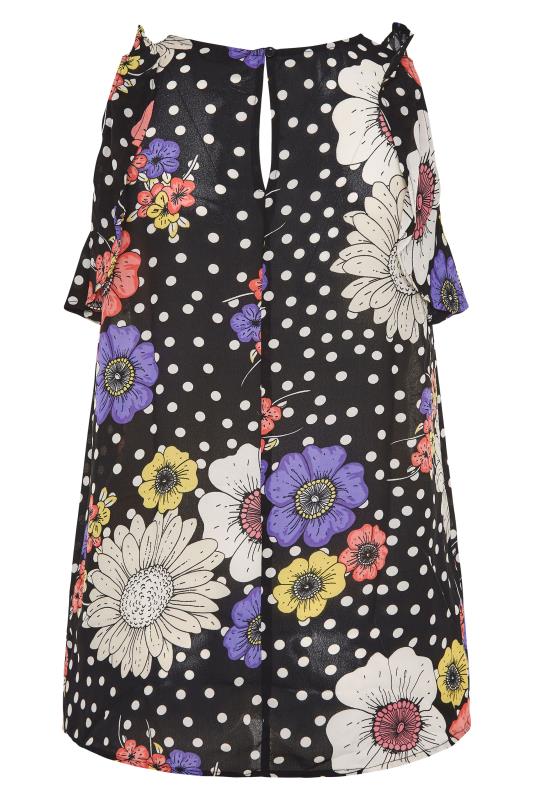 Curve Black Floral Frill Sleeveless Top 7
