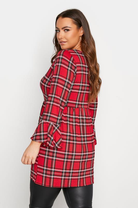 LIMITED COLLECTION Red Tartan Flare Sleeve Smock Tunic_C.jpg