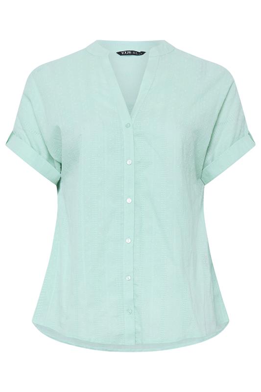 YOURS Plus Size Green Dobby Textured Blouse | Yours Clothing 5