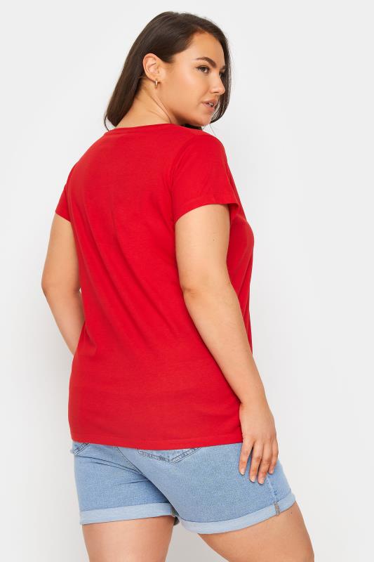 YOURS Plus Size Red Short Sleeve Cotton Blend T-Shirt | Yours Clothing 3