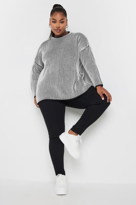 LIMITED COLLECTION Plus Size Black & White Knit Jumper | Yours Clothing  3