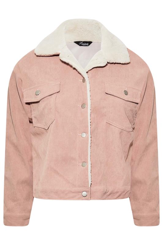 LIMITED COLLECTION Plus Size Pink Fur Collar Cord Jacket | Yours Clothing  7