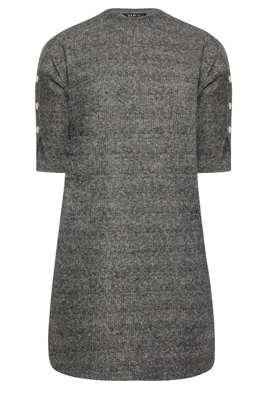 YOURS Curve Grey Soft Touch Button Detail Mini Dress | Yours Clothing 5