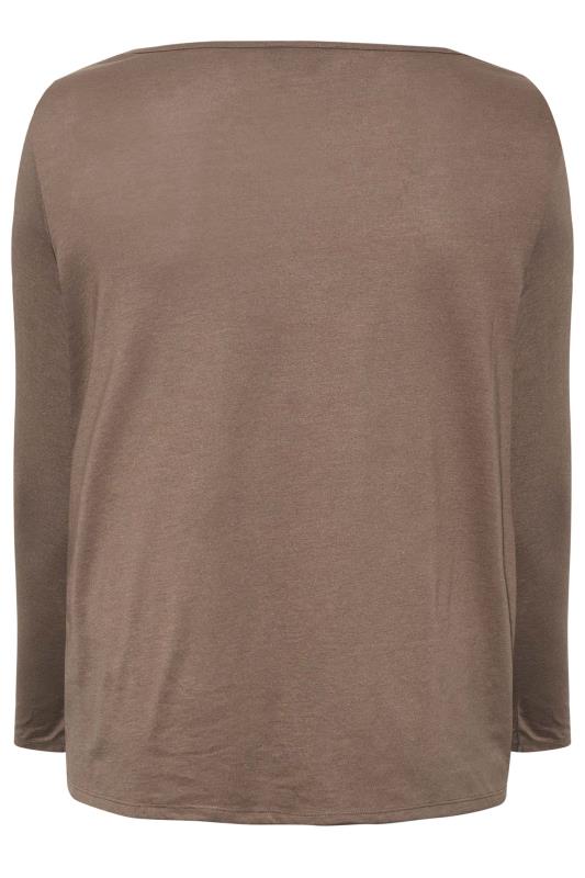 Plus Size Mocha Brown Long Sleeve T-Shirt | Yours Clothing 6