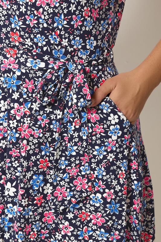 YOURS Plus Size Black Floral Sleeveless Wrap Front Dress | Yours Clothing 4