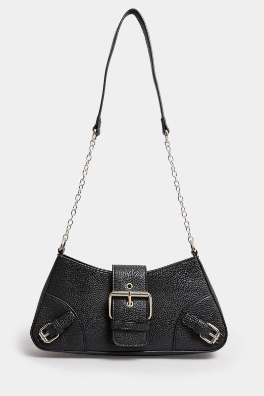 Black Triple Buckle Detail Shoulder Bag | Yours Clothing 5