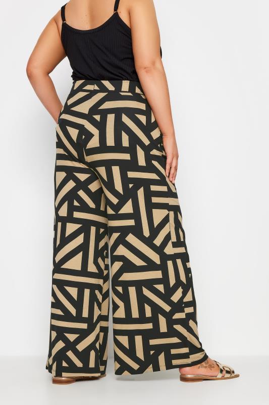 YOURS Plus Size Beige Brown Geometric Print Wide Leg Trousers | Yours Clothing 3