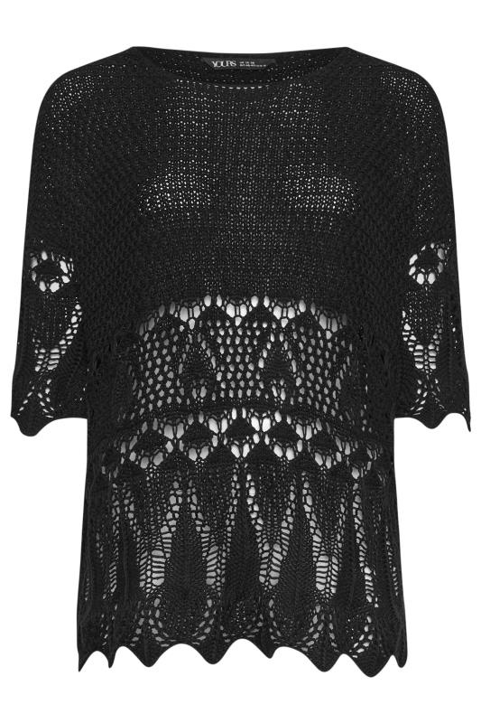YOURS Plus Size Black Crochet Detail Jumper | Yours Clothing 5