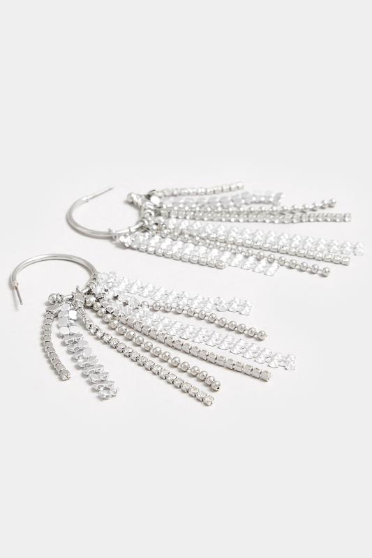 Silver Tone Diamante Tassel Earrings | Yours Clothing 3