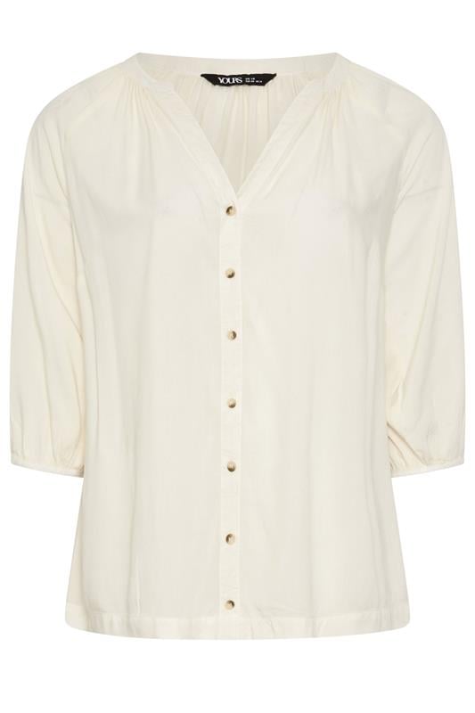YOURS Plus Size Ivory White Chambray Blouse | Yours Clothing 5