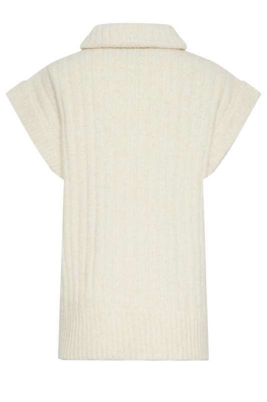 LTS Tall Ivory White Ribbed Roll Neck Knitted Sweater Vest | Long Tall Sally  7