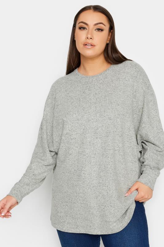  Grande Taille YOURS LUXURY Curve Light Grey Front Seam Detail Jumper