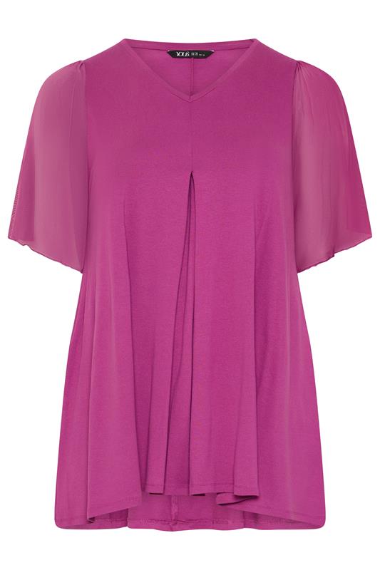 YOURS Plus Size Purple Pleat Front Top | Yours Clothing 5