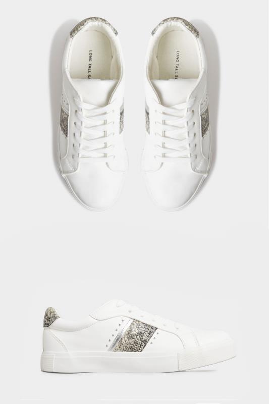 LTS White Snake Stripe Trainers In Standard D Fit | Long Tall Sally  2