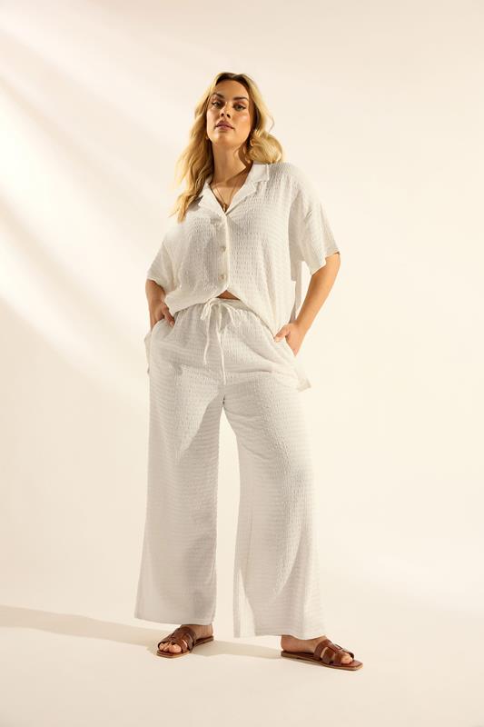  YOURS pantalones blanco marfil texturizados de pernera ancha