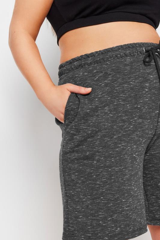 YOURS Plus Size Grey Marl Elasticated Jogger Shorts | Yours Clothing 4
