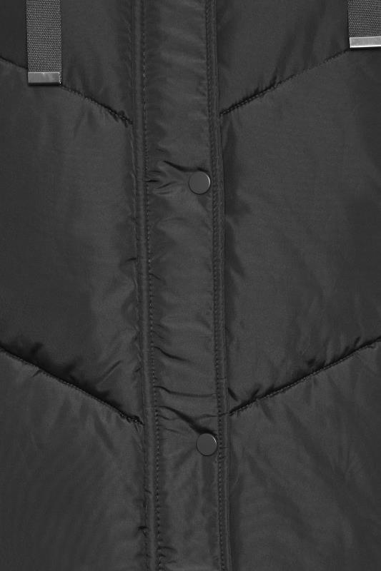 YOURS Curve Black Quilted Longline Hooded Gilet | Yours Clothing 6