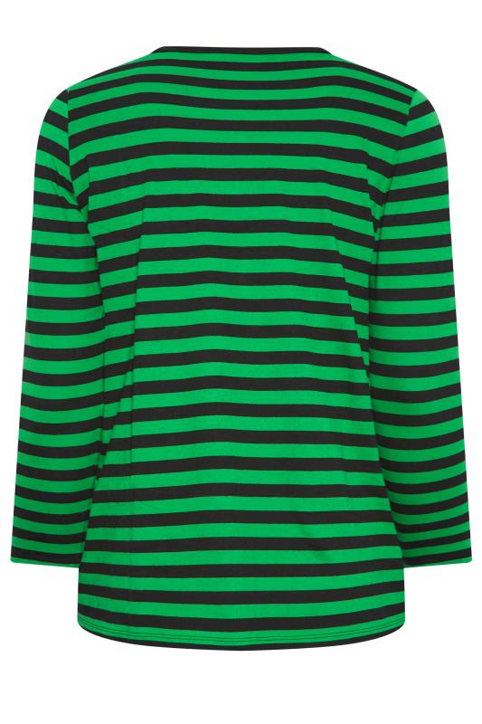YOURS 2 PACK Plus Size Green & White Stripe Long Sleeve T-Shirts | Yours Clothing 11