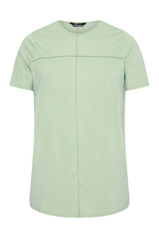 LIMITED COLLECTION Plus Size Sage Green Exposed Seam T-Shirt | Yours Clothing  7