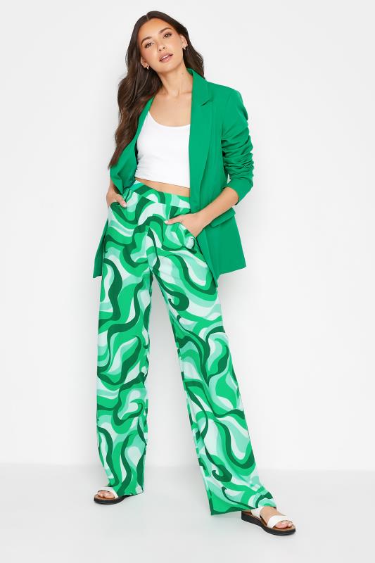LTS Tall Women's Bright Green Swirl Print Wide Leg Trousers | Long Tall Sally 2