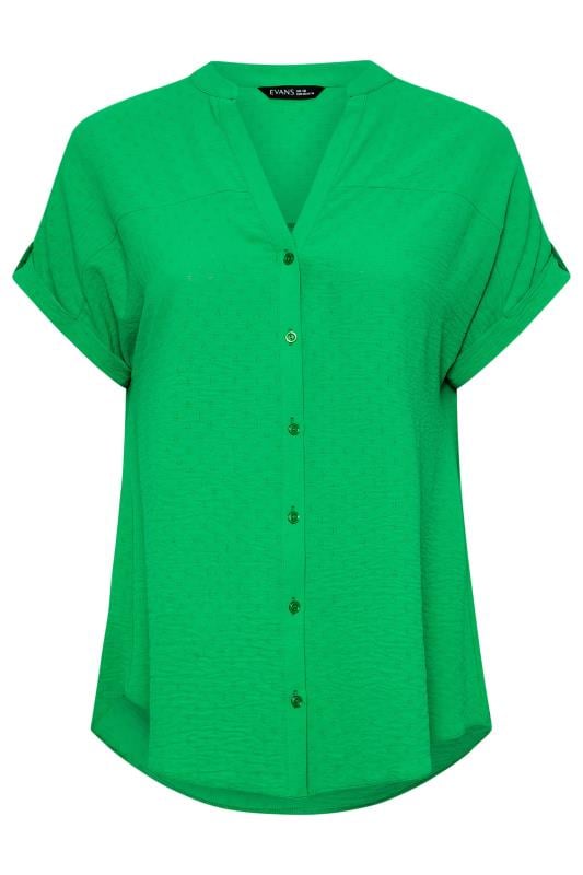 EVANS Plus Size Green Short Sleeve Blouse | Evans 5